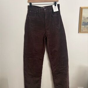 Madewell Brown High Rise Corduroy Balloon Pant Chic Women’s size 29 TALL NWT